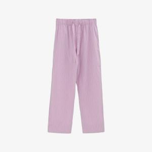 Пижамные брюки Tekla из хлопкового поплина полосатые, розовый