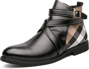 Мужские ботинки челси в стиле ретро с пряжкой, в городском стиле, деловые, повседневные, формальные, классические высокие ботинки для работы, офиса, униформы, банкетов, свадеб, костюмов, деловые туфли, кожаные туфли, размеры 5-13 (США) Generic, черный