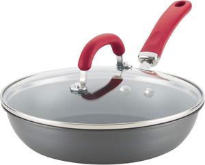 Сковорода Rachael Ray Create Delicious Deep Hard Anodized с антипригарным покрытием, 26 см, серый / красный