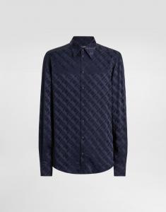 Рубашка martini из жаккарда с логотипом из шелка Dolce & Gabbana, синий