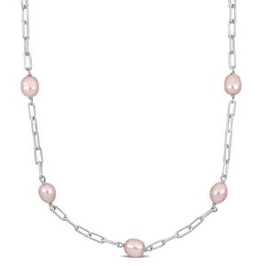 Ожерелье Mimi & Max с розовым культивированным пресноводным жемчугом 8-9 мм из стерлингового серебра - 18+2 дюйма Mimi & Max, розовый