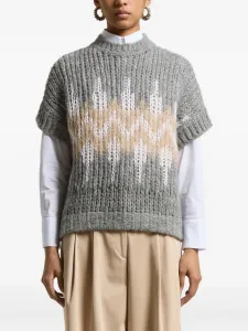 Жилет с короткими рукавами и геометричным узором Peserico, серый