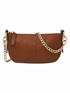 Женская кожаная сумка через плечо Fossil коричневого цвета с отделением для смартфона (ZB1906200)