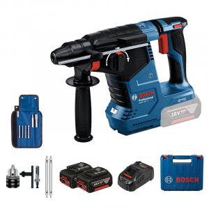 Перфоратор Bosch GBH 187-Li + два аккумулятора 5.0Ah, аксессуары