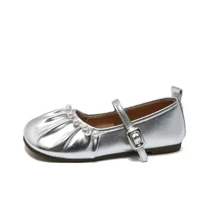 Туфли Мэри Джейн на плоской подошве женские Alxnan, Silver