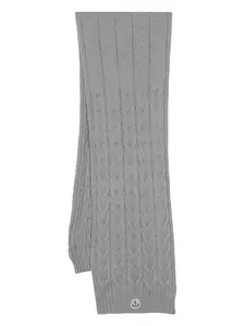Шарф фактурной вязки из необработанной шерсти Moncler Enfant, серый