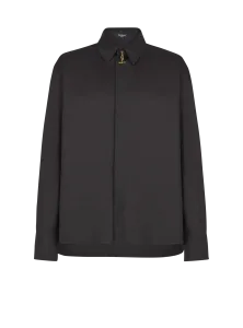 Асимметричная рубашка из поплина Balmain, черный