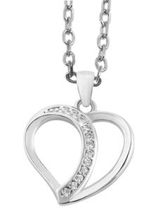 Adeliás Женский кулон - кулон в форме сердца из серебра 925 пробы с кубическим цирконием в серебряной оправе