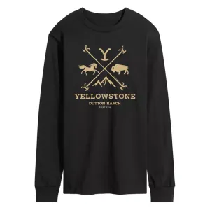 Мужская графическая футболка с длинным рукавом Yellowstone и клеймом Licensed Character, черный