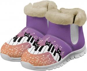 Зимние ботинки chaqlin Music Note, сноубутсы с противоскользящей подошвой, фланелевой подкладкой и мехом, на плоской подошве, удобные, теплые, для улицы, повседневные, рабочие, модные, Black Cat Music Note