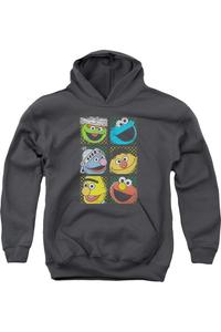 Толстовка с капюшоном Sesame Street Group Squares для молодежи Gildan, Charcoal
