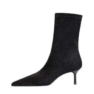 QITUMAUL Черные женские ботильоны без подкладки [высота каблука 6 см], цвет Black Unlined[Heel Height 6cm]