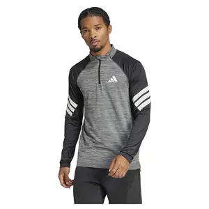 Лонгслив adidas Icon 3 Stripes half zip, серый