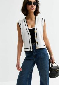 Жилет CONTRAST TIPPING SLEEVELESS New Look, кремовый