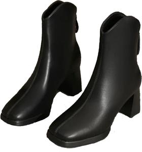 Женские кожаные ботильоны Челси на платформе с коротким каблуком, легкие, с массивным каблуком, короткие дождевые ботинки с молнией сзади, водонепроницаемые, удобные, противоскользящие, для улицы и сада KSEDT, Black