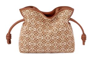 Мини-клатч "Фламенко" в анаграммном жаккарде и из телячьей кожи, цвет таун/пекан LOEWE