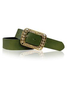 Ремень FRONHOFER Damengürtel goldene Strassschnalle, хаки