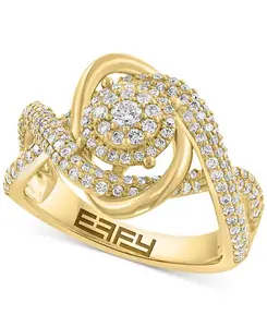 Кольцо Effy с бриллиантами в форме ореола (3/4 карата) из 14-каратного желтого золота Effy Collection, gold