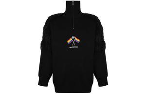 Свитер мужской Balenciaga с меховыми вставками, черный