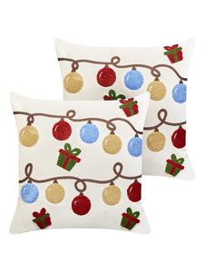 Beliani Комплект из 2 декоративных подушек PALMIER в бело-красно-желтой цветовой гамме