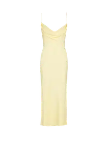 Длинное платье на бретелях из шелкового сатина Balmain, желтый