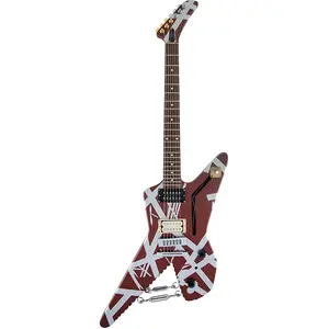 EVH Striped Series Shark в цвете бордо с серебряными полосами
