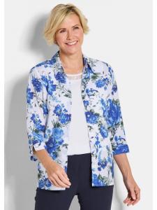 GOLDNER Комплект из блузки и топа: блузка-рубашка с кружевным верхом, сине-бело-цветочный принт