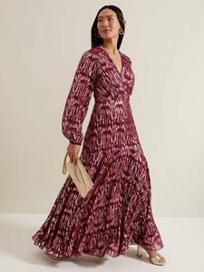 Расклешенное макси-платье joon цвета металлик Phase Eight, розовый