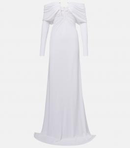 Асимметриное платье макси с открытыми плечами Arched Palm Christopher Esber, белый