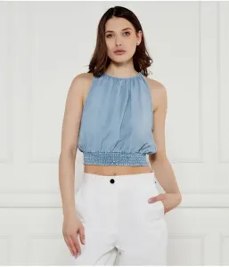 Топ cropped fit Dkny, небесно-голубой
