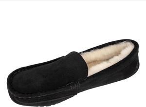 Домашние тапочки-мокасины Clarks с мехом для мужчин - для дома и улицы, подарок для него, черный