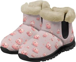 Женские зимние сапоги Jeiento Cartoon Pig с теплой внутренней отделкой, уютные обувь для женщин, Cartoon Piglet