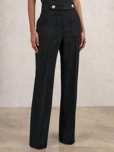 Брюки Petite Lily расклешенные из шерстяной смеси Reiss, Black