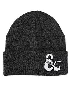 Мужская зимняя шапка-бини с вышитым логотипом «Подземелья и драконы» и амперсандами темно-серого цвета из акрила Dungeons & Dragons, черный