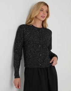 Вязаный кардиган Threadbare Knitted с пайетками черного цвета