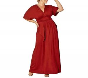 Макси-платье в стиле инди больших размеров с рукавами-кимоно Kiyonna, Tomato red