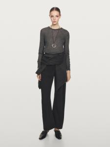 100% кашемировый тонкий трикотажный свитер Massimo Dutti, антрацитово-серый