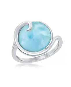 Кольцо с ларимаром из стерлингового серебра с волнообразным узором Caribbean Treasures, blue
