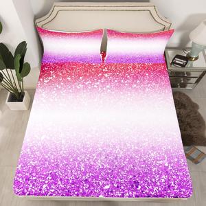 Erosebridal Комплект постельного белья для девочек с разноцветными пайетками и тай-дай принтом, розово-фиолетовый глиттер, Multi 15