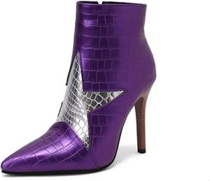 Женские ботильоны Aflngle с высоким каблуком-стилет, с принтом рептилий, острым носком, боковой молнией, комбинированные, удобные, на вечерние мероприятия, короткие ботинки