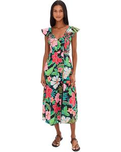 Женское платье миди Adrianna Papell 3D Floral Print, Black Multi