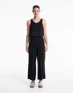 Комбинезон миди Oysho Floaty с перекрещивающейся спинкой и модалом черного цвета