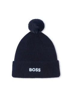 Детская шапочка для мальчика из хлопка BOSS Kidswear, черный