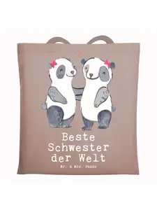 Сумка для переноски Mr & Mrs Panda Panda Beste Schwester der Welt, пастельно-коричневый