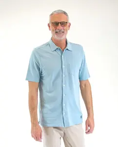 Мужская рубашка свободного покроя из хлопка, однотонная, светло-голубого цвета Wickett Jones, голубой