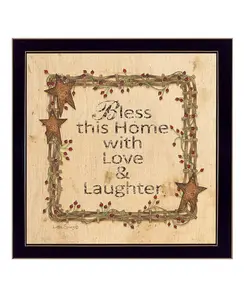 «Благослови этот дом» Линды Спиви, настенное искусство, готово к подвешиванию, чёрная рамка, 14 x 14 дюймов Trendy Décor 4U, multi