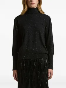 Джемпер с воротником-гольф и отделкой люрексом Peserico, черный