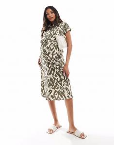 Платье-рубашка ONLY для беременных с короткими рукавами и абстрактным принтом Only Maternity