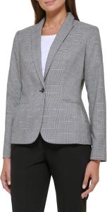 Женский клетчатый приталенный блейзер Tommy Hilfiger на одной пуговице Calvin Klein, Black/Ivory