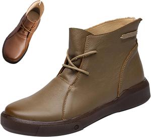 Женские повседневные кожаные ботильоны AngryMonkey с шнуровкой, кружевом, осень/зима, удобные, водонепроницаемые, нескользящие, плоские, деловые короткие ботинки, Green